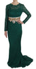 Dolce & Gabbana Emerald Elegance Long Sleeve Floor-Length Dress