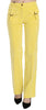 Just Cavalli Chic Yellow Corduroy Mid Waist Pants
