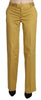 Just Cavalli Mustard Mid Waist Tailored Cotton Pants