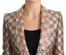 Dolce & Gabbana Glittering Gold Floral Sequined Blazer Jacket