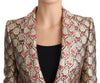 Dolce & Gabbana Glittering Gold Floral Sequined Blazer Jacket