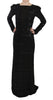John Richmond Black Silk Sheath Maxi Dress with Sequins