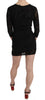 John Richmond Elegant Black Silk Mini Dress with Sequins