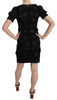 John Richmond Elegant Black Sheath Silk Dress