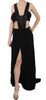 John Richmond Elegant Flare Maxi Evening Dress with Crystal Accents