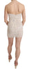 John Richmond Chic Beige Embellished Silk Mini Dress