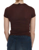 Exte Chic Brown Hearts Print Crew Neck Blouse