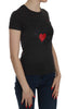 Exte Black Hearts Print Crew Neck Blouse