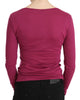 Exte Elegant Pink Crystal Embellished Long Sleeve Top