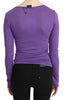 Exte Elegant Purple Crystal Embellished Long Sleeve Top