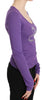 Exte Elegant Purple Crystal Embellished Long Sleeve Top