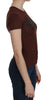 Exte Chic Brown Heart Print Crew Neck Top