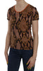 Just Cavalli Alluring Brown Snake Skin Pattern Blouse