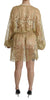 Dolce & Gabbana Elegant Gold Lace A-Line Knee Length Dress