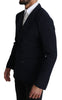 Dolce & Gabbana Elegant Dark Blue Dotted Slim-Fit Blazer