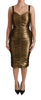 Dolce & Gabbana Gold Stretch Lame Ruched Dress