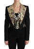 Dolce & Gabbana Opulent Black Gold Floral Jacket and Vest Ensemble