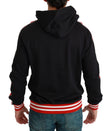 Dolce & Gabbana Elegant Black Hooded Sweater with Multicolor Motif