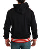 Dolce & Gabbana Elegant Black Hooded Sweater with Multicolor Motif