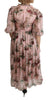 Dolce & Gabbana Elegant Pink Bengal Cat Print A-Line Maxi Dress