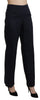 BENCIVENGA Navy Blue High Waist Straight Cotton Pants