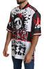 Dolce & Gabbana Chic White King Panda Print Zipper Collar Tee