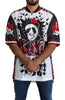Dolce & Gabbana Chic White King Panda Print Zipper Collar Tee