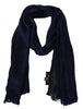 Missoni Elegant Blue Wool Scarf with Embroidered Logo