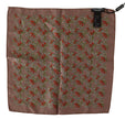 Dolce & Gabbana Elegant Brown Silk Pocket Square with Carrot Print