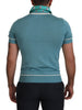 Dolce & Gabbana Elegant Silk Polo Tee with Boat Collar Print
