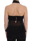 Exte Elegant Black Evening Wrap Top Blouse