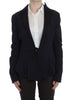 Exte Elegant Black Stretch Blazer Jacket