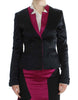 Exte Chic Black and Pink Single-Breasted Blazer