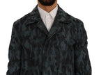 Dolce & Gabbana Blue Camouflage Trench Coat Elegance
