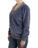 Cavalli Elegant Blue Zip Cardigan with Gold Details