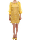 Dolce & Gabbana Yellow Lace Crystal Embellished Mini Dress