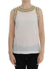 Dolce & Gabbana Elegant Sleeveless Silk Blouse with Crystal Embellishment