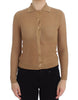 Dolce & Gabbana Beige Knitted Cotton Polo Cardigan Sweater