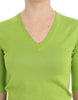 Dolce & Gabbana Emerald Green Wool V-Neck Pullover