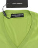 Dolce & Gabbana Emerald Green Wool V-Neck Pullover