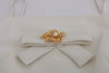 Dolce & Gabbana Elegant White Wool Shift Dress with Gold Brooch