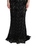 Dolce & Gabbana Elegant Black Maxi Shift Dress with Floral Applique