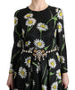 Dolce & Gabbana Elegant Sunflower Maxi Gown with Crystals