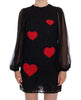 Dolce & Gabbana Elegant Black Lace Heart Applique Shift Dress