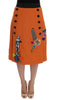 Dolce & Gabbana Embellished Wool Skirt in Vivid Orange