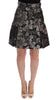 Dolce & Gabbana Elegant Black Silver-Floral Straight Skirt