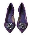 Dolce & Gabbana Purple Taormina Lace Crystal Heel Pumps Shoes