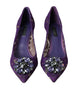 Dolce & Gabbana Purple Taormina Lace Crystal Heel Pumps Shoes