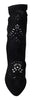 Dolce & Gabbana Black Stretch Pumps Boots Floral Lace Shoes