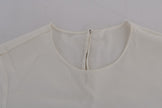 Dolce & Gabbana Silk Sequined 'Italia Is Love' White Blouse